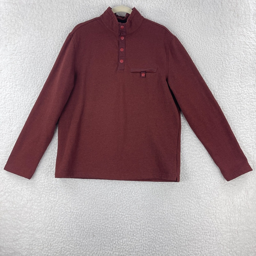 UNTUCKit Brick Red Snap Fleece Pullover‎ Sweater Mens Long Sleeve Size Large